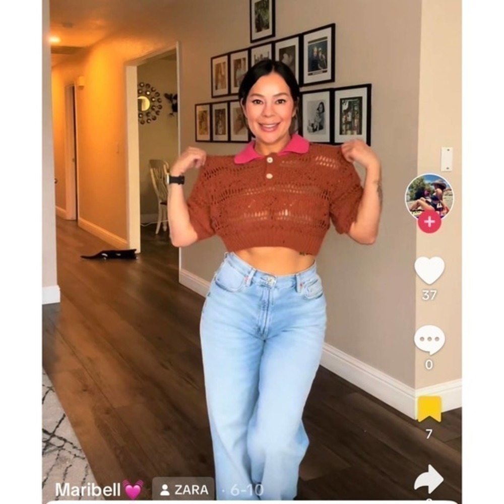 ZARA POINTELLE crop top terracotta 6427/014 - Picture 8 of 12